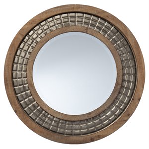 sei furniture arajuno round traditional wood decorative mirror in natural