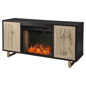 sei furniture wilconia wood alexa smart media fireplace in brown