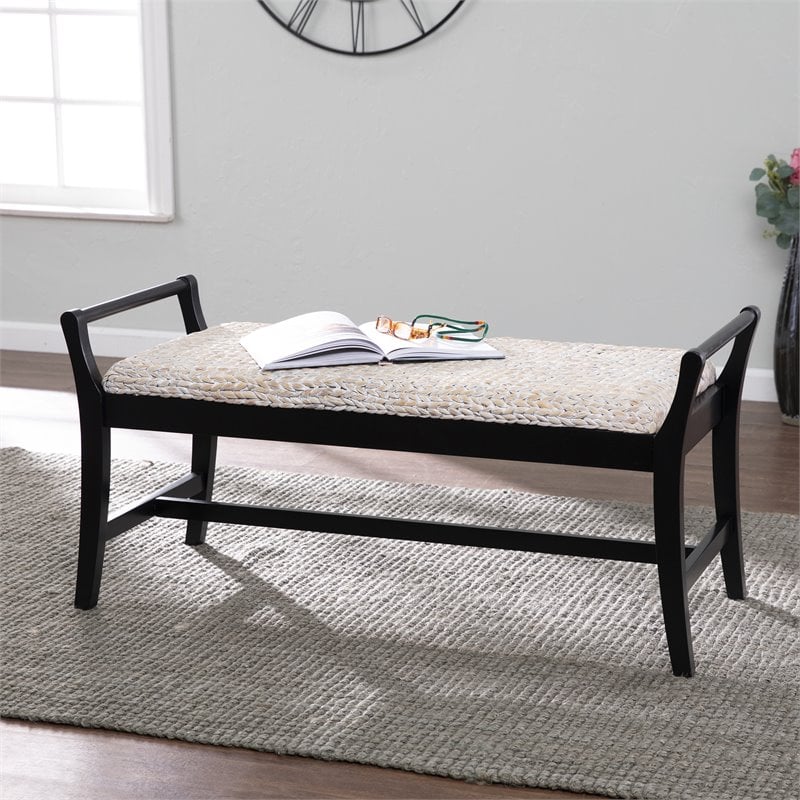 SEI Furniture Kellworth Coastal Wood Water Hyacinth Bench in Natural