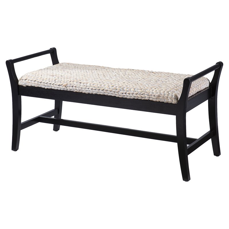 SEI Furniture Kellworth Coastal Wood Water Hyacinth Bench in Natural