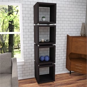 Southern Enterprises Portgren 4-tier Wood and Iron Bookshelf in Brown