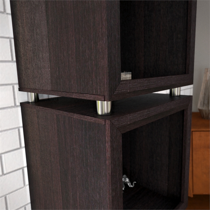 Southern Enterprises Portgren 4-tier Wood and Iron Bookshelf in Brown