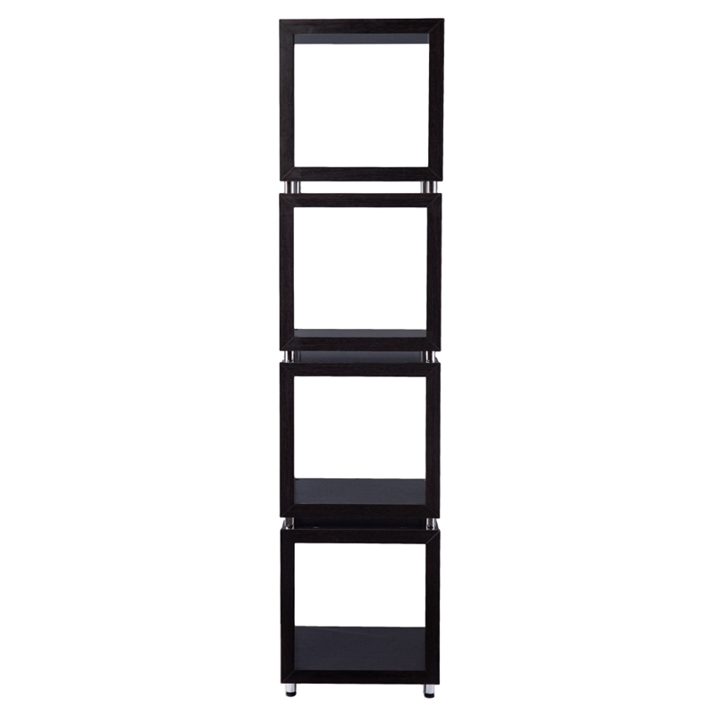 Southern Enterprises Portgren 4-tier Wood and Iron Bookshelf in Brown