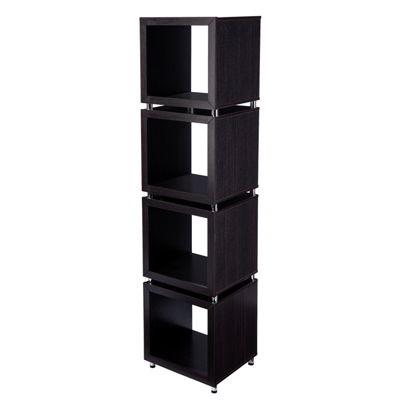Southern Enterprises Portgren 4-tier Wood and Iron Bookshelf in Brown