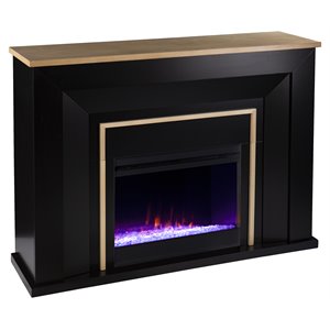 sei furniture cardington wood color changing fireplace in black