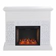 SEI Furniture Wansford Contemporary Wood Alexa Smart Fireplace in White
