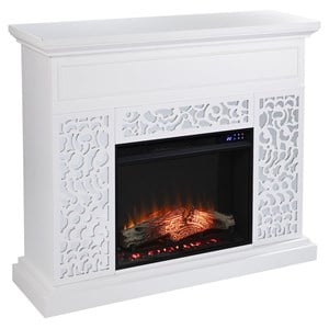SEI Furniture Wansford Contemporary Wood Electric Fireplace in White