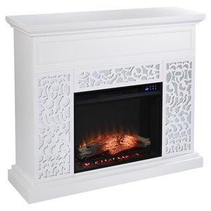 sei furniture wansford contemporary wood electric fireplace in white