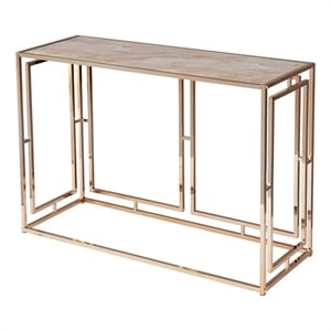 Southern Enterprises Simondley Metal-Faux Marble Console Table in Champagne