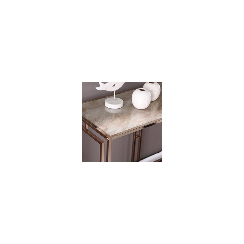 Southern Enterprises Simondley Metal-Faux Marble Console Table in Champagne