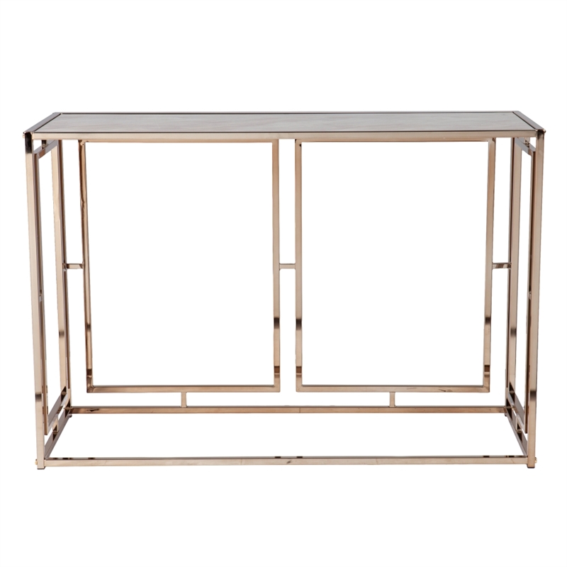 Southern Enterprises Simondley Metal-Faux Marble Console Table in Champagne
