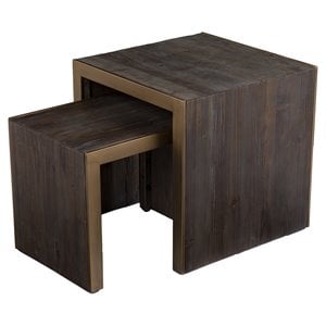 sei furniture haddonton 2-piece wood nested accent tables in gray
