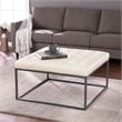SEI Furniture Ciarin Bonded Leather Upholstered Cocktail Ottoman in White