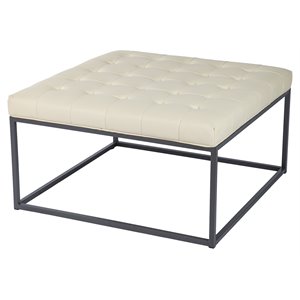 sei furniture ciarin bonded leather upholstered cocktail ottoman in white