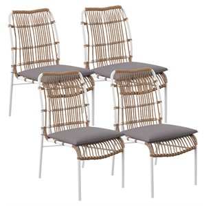 sei furniture longino 4-piece metal outdoor dining chairs in gray