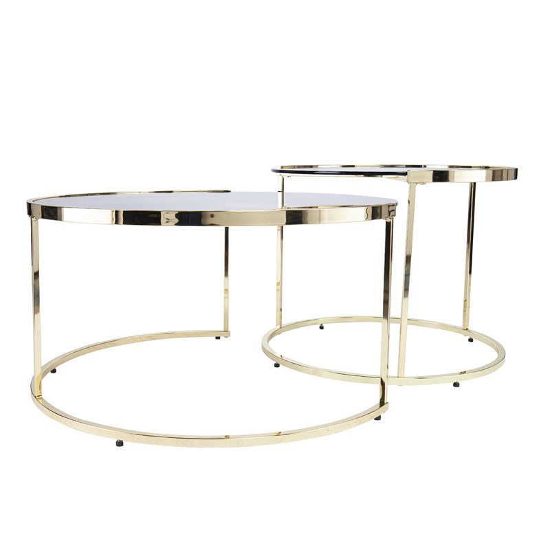 SEI Furniture Martley 2-piece Metal Nesting Cocktail Table Set in Brass