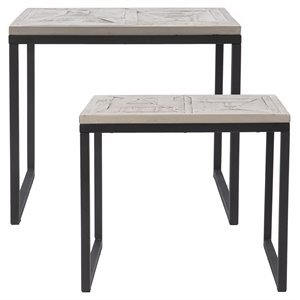 sei furniture sharnbrook 2-piece modern wood nesting end tables in gray