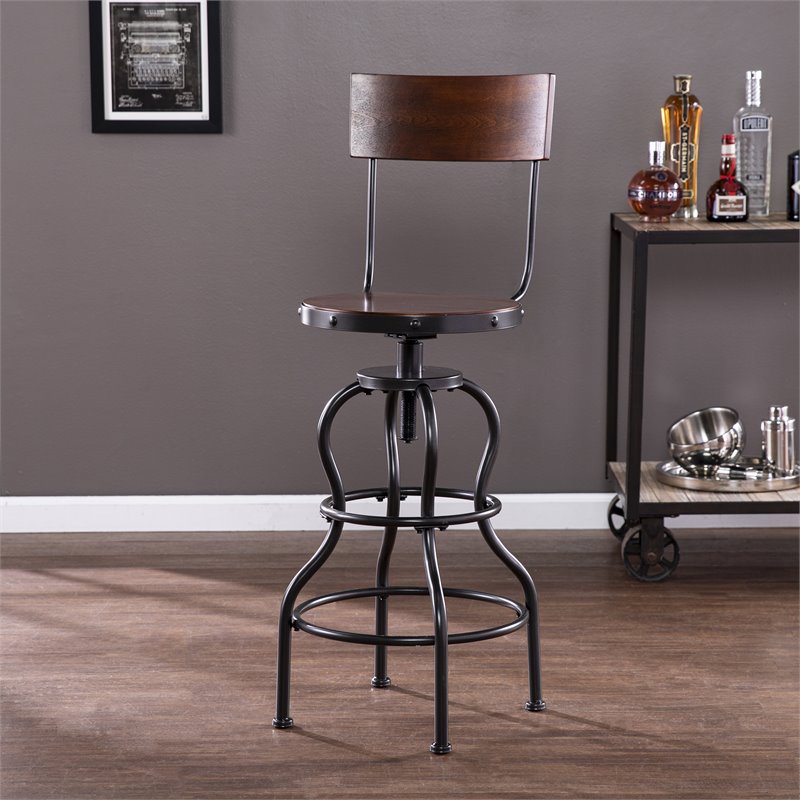 SEI Furniture Willows Traditional Wood Swivel Bar Stool in Brown
