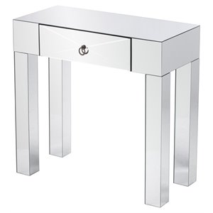 sei furniture cresheim wood-mirror console table with drawer in silver