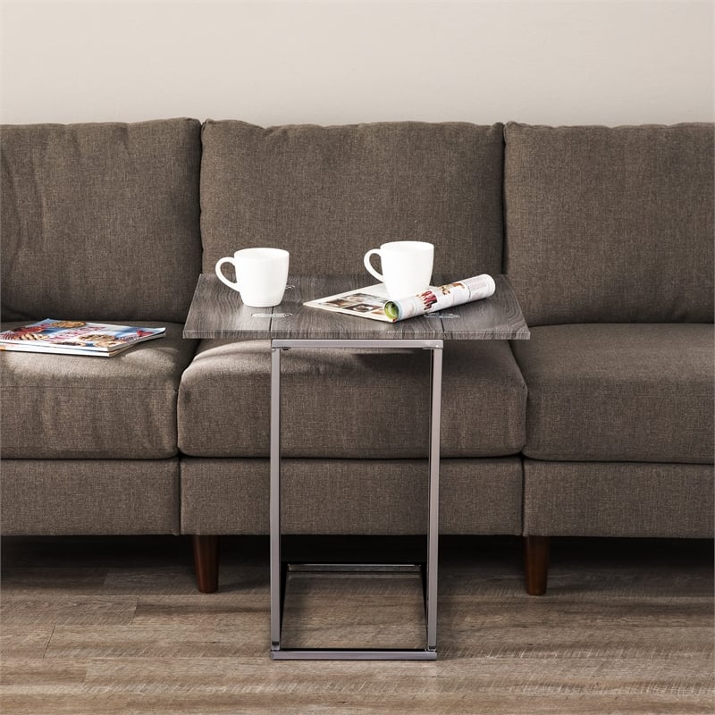 SEI Furniture Clarkdom Modern Wood Expandable C-Table in Black