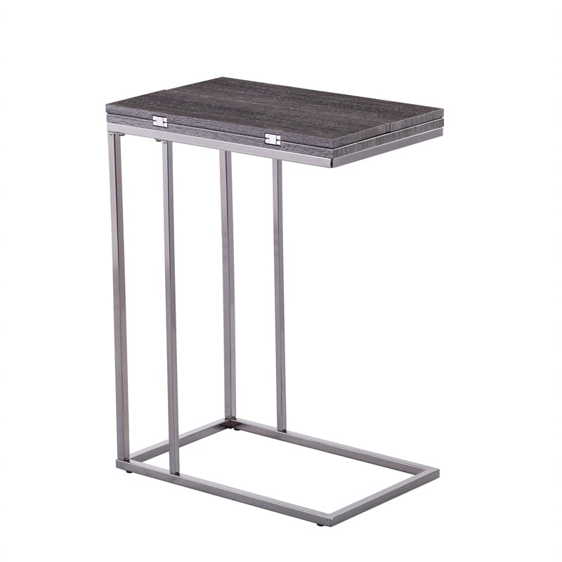 SEI Furniture Clarkdom Modern Wood Expandable C-Table in Black