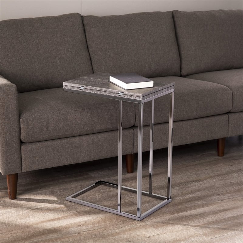 SEI Furniture Clarkdom Modern Wood Expandable C-Table in Black