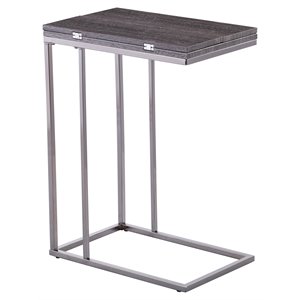 sei furniture clarkdom modern wood expandable c-table in black
