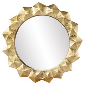sei furniture orivesi round contemporary wood decorative mirror in gold