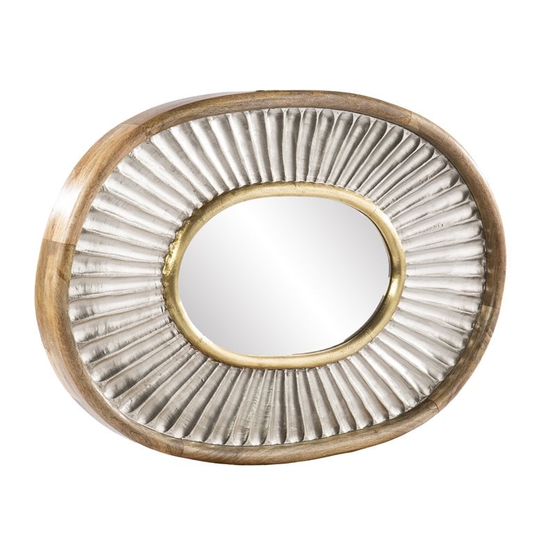 SEI Furniture Froxley Oval Contemporary Wood Decorative Mirror in Silver