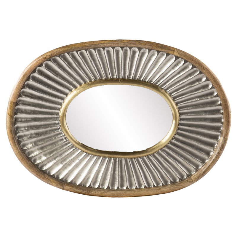 SEI Furniture Froxley Oval Contemporary Wood Decorative Mirror in Silver