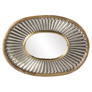 sei furniture froxley oval contemporary wood decorative mirror in silver