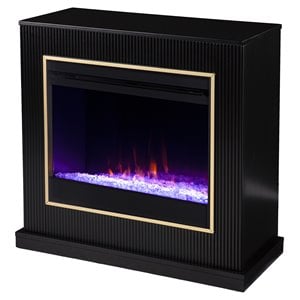 sei furniture crittenly wood color changing electric fireplace in black