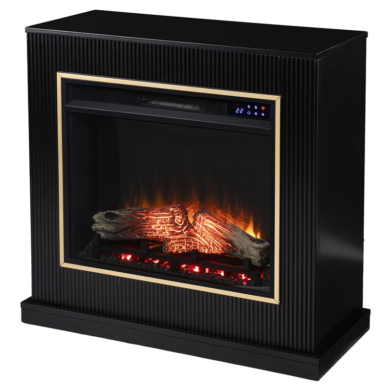 SEI Furniture Crittenly Contemporary Wood Electric Fireplace in Black ...