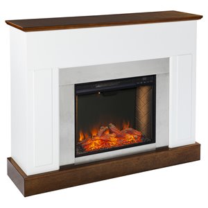 sei furniture eastrington traditional wood alexa smart fireplace in white