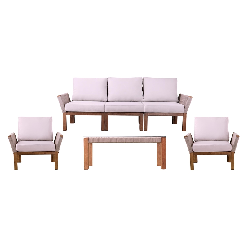SEI Furniture Brendina 4-piece Wicker Outdoor Conversation Set in Natural