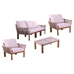 sei furniture brendina 4-piece wicker outdoor conversation set in natural