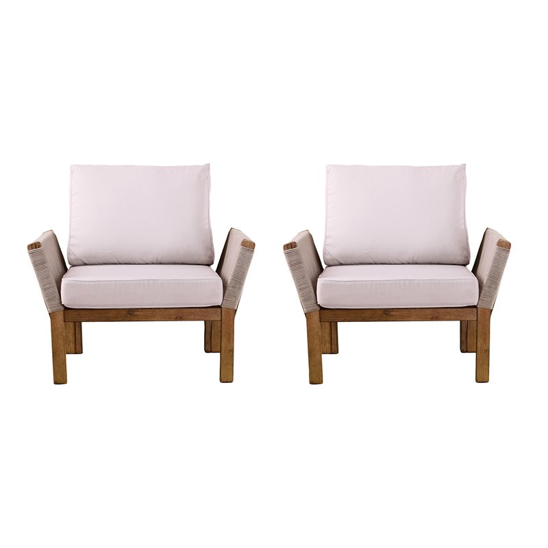SEI Furniture Brendina Wicker Outdoor Armchairs in Natural (Set of 2)