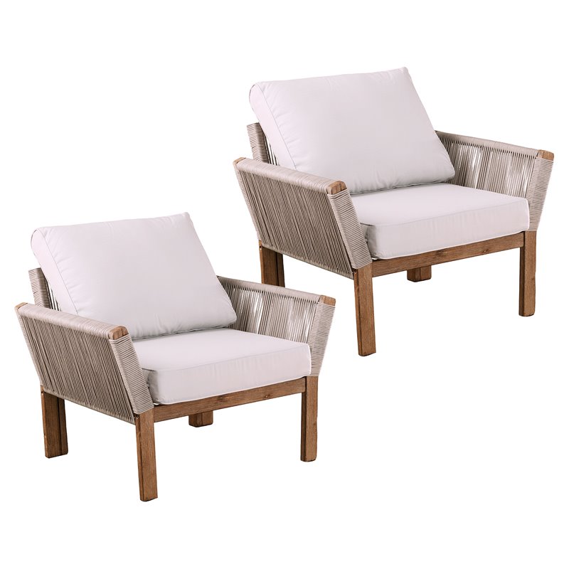 SEI Furniture Brendina Wicker Outdoor Armchairs in Natural (Set of 2)