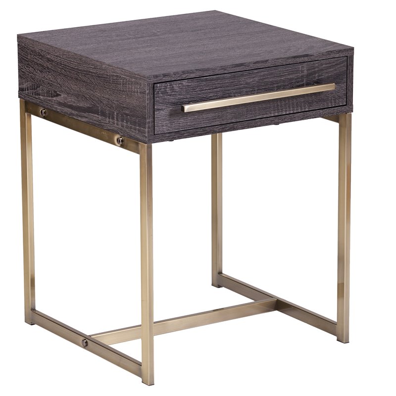 SEI Furniture Akmonton Square Wood End Table with Storage in Black