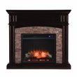 SEI Furniture Grantham Wood Convertible Electric Fireplace in Brown