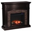 SEI Furniture Grantham Wood Convertible Electric Fireplace in Brown