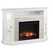 SEI Furniture Redden Wood Corner Convertible Electric Fireplace in White