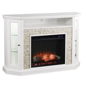 sei furniture redden wood corner convertible electric fireplace in white