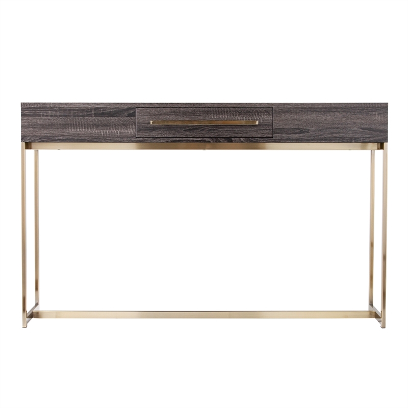 Southern Enterprises Akmonton Wood and Iron Long Console Table in Black