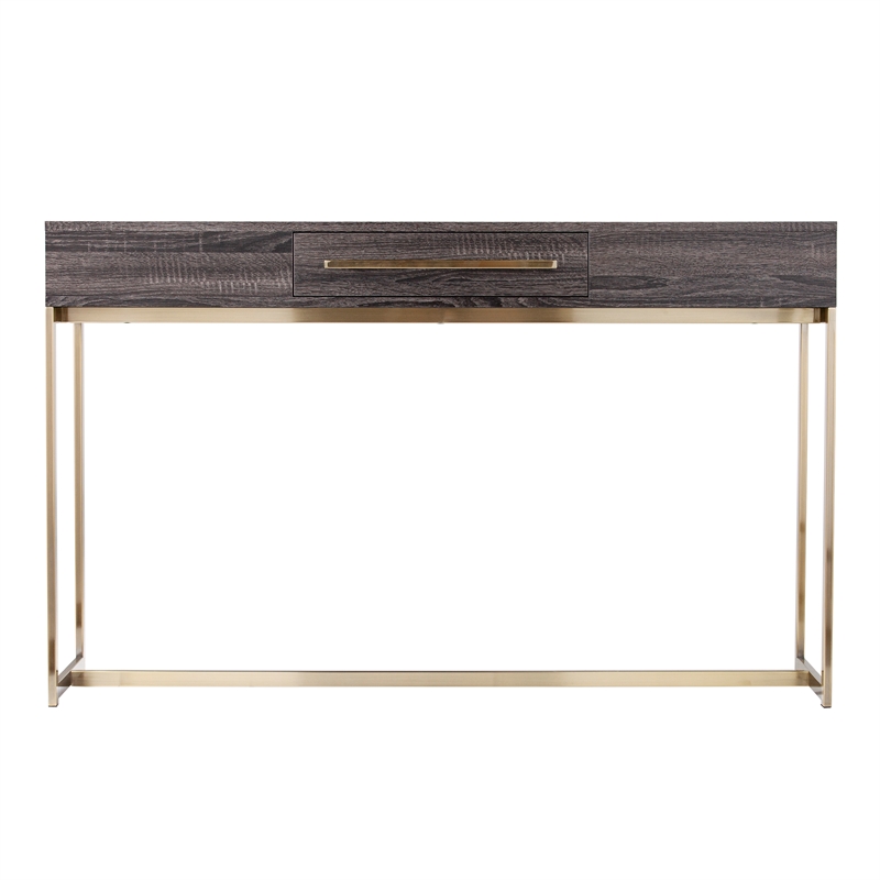 Southern Enterprises Akmonton Wood and Iron Long Console Table in Black