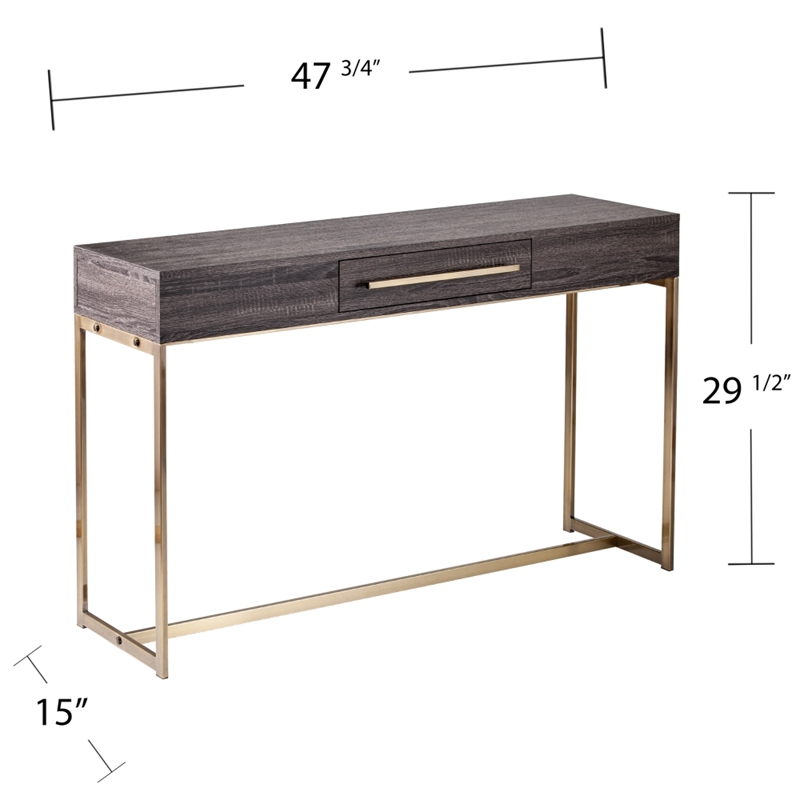 Southern Enterprises Akmonton Wood and Iron Long Console Table in Black