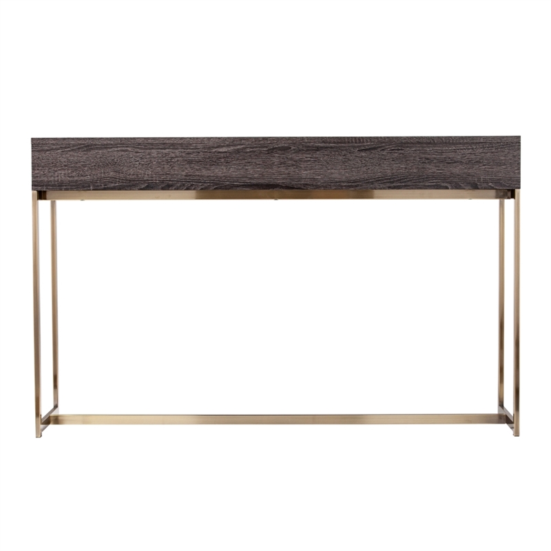 Southern Enterprises Akmonton Wood and Iron Long Console Table in Black
