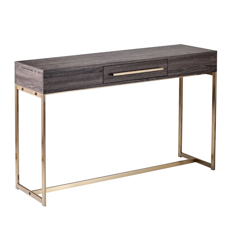 Southern Enterprises Akmonton Wood and Iron Long Console Table in Black
