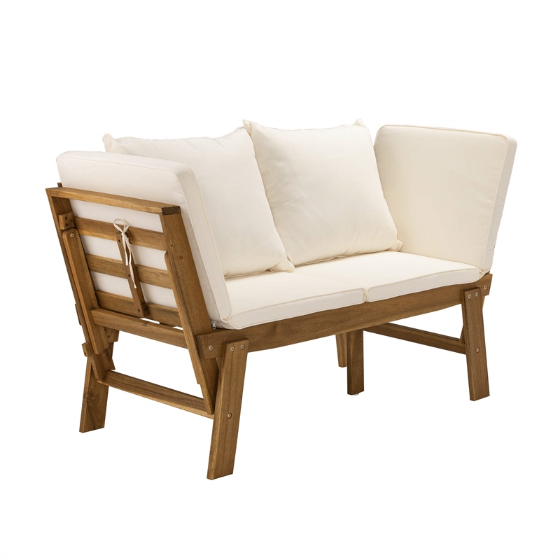 SEI Furniture Dolavon Wood Outdoor Convertible Lounge Chair in Natural