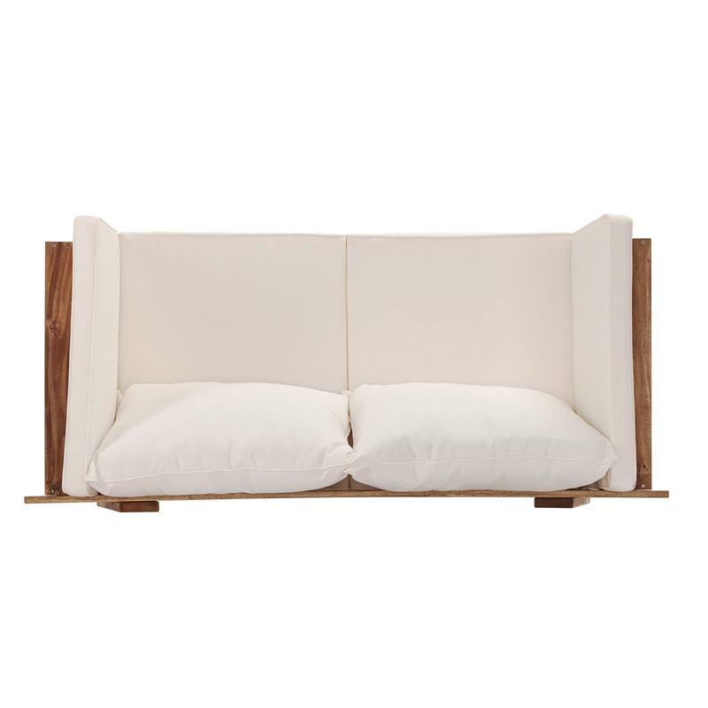 SEI Furniture Dolavon Wood Outdoor Convertible Lounge Chair in Natural